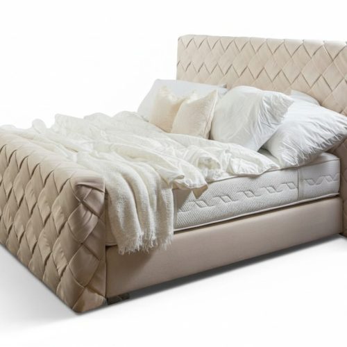 Beiges Doppelbett Moderne Schlafzimmer Möbel Luxus Stilvolles Gewebebett