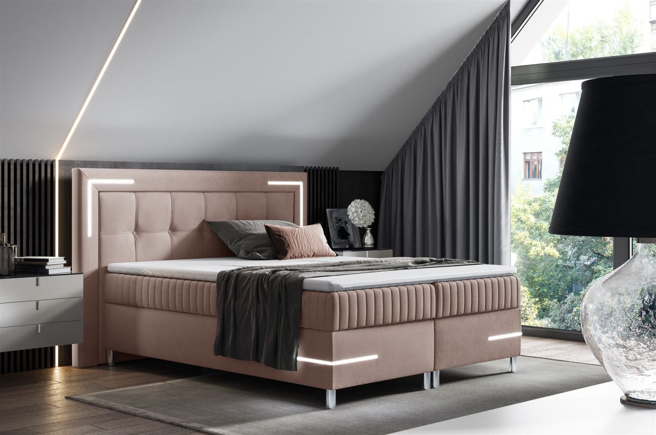 Boxspringbett Schlafzimmerbett 200x200cm AMORE Nr.1 Altrosa inkl. LED-Beleuch... Boxspringbett Schlafzimmerbett 200x200cm AMORE Nr.1 Altrosa inkl. LED-Beleuch...