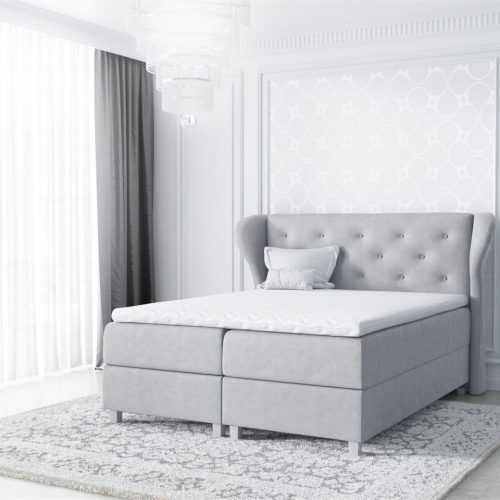 Boxspringbett Schlafzimmerbett ARIANNA 200x200cm Stoff Hellgrau Boxspringbett Schlafzimmerbett ARIANNA 200x200cm Stoff Hellgrau