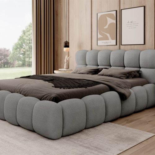 Polsterbett Bett AURELIA 140x200cm Komplettset in Stoff Ascot Grau / Speed Polsterbett Bett AURELIA 140x200cm Komplettset in Stoff Ascot Grau / Speed