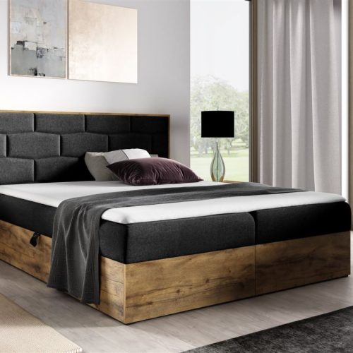 Boxspringbett Bett BEILA 120x200cm Lancelot Eiche Stoff Schwarz inkl. Bettkasten Boxspringbett Bett BEILA 120x200cm Lancelot Eiche Stoff Schwarz inkl. Bettkasten