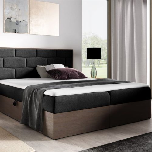 Boxspringbett Bett BEILA 180x200cm Dunkel Eiche Stoff Schwarz inkl. Bettkasten Boxspringbett Bett BEILA 180x200cm Dunkel Eiche Stoff Schwarz inkl. Bettkasten