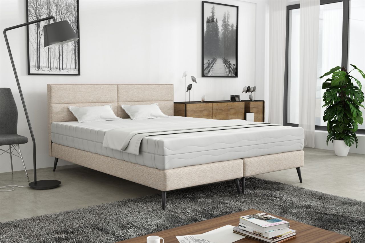 Polsterbett Doppelbett BERGAMO 160x200cm Stoff Gemma Beige ohne Matratze Polsterbett Doppelbett BERGAMO 160x200cm Stoff Gemma Beige ohne Matratze