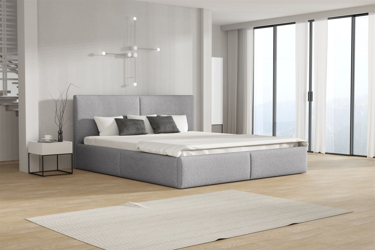 Polsterbett Doppelbett BERGEN 140x200cm Stoff Freya Silbergrau Polsterbett Doppelbett BERGEN 140x200cm Stoff Freya Silbergrau