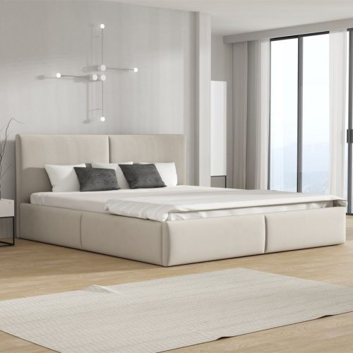 Polsterbett Doppelbett BERGEN 120x200cm Stoff Magic Velvet Hellbeige