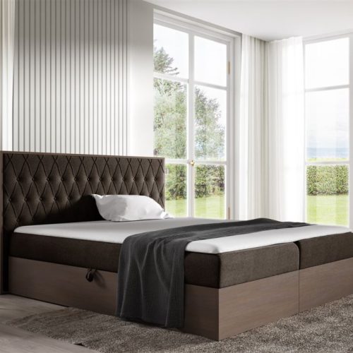 Boxspringbett Bett BROMIA 120x200cm Dunkel Eiche Stoff Braun inkl. Bettkasten Boxspringbett Bett BROMIA 120x200cm Dunkel Eiche Stoff Braun inkl. Bettkasten