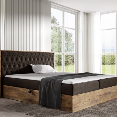 Boxspringbett Bett BROMIA 120x220cm Lancelot Eiche Stoff Braun inkl. Bettkasten Boxspringbett Bett BROMIA 120x220cm Lancelot Eiche Stoff Braun inkl. Bettkasten