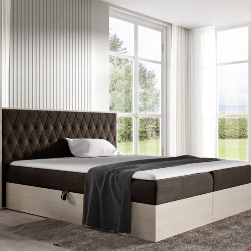 Boxspringbett Bett BROMIA 120x200cm Nordic Teak Stoff Braun inkl. Bettkasten Boxspringbett Bett BROMIA 120x200cm Nordic Teak Stoff Braun inkl. Bettkasten
