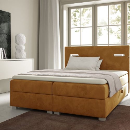 Boxspringbett Schlafzimmerbett CAPRICE 120x200cm Goldgelb inkl. Ambiente-LED Boxspringbett Schlafzimmerbett CAPRICE 120x200cm Goldgelb inkl. Ambiente-LED