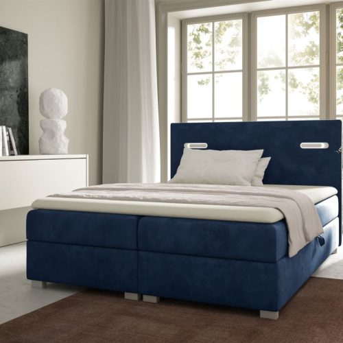 Boxspringbett Schlafzimmerbett CAPRICE 120x200cm Dunkelblau inkl. Ambiente-LED Boxspringbett Schlafzimmerbett CAPRICE 120x200cm Dunkelblau inkl. Ambiente-LED