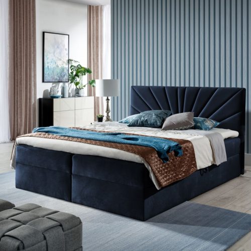 Boxspringbett Schlafzimmerbett CARERRA 120x200cm Dunkelblau