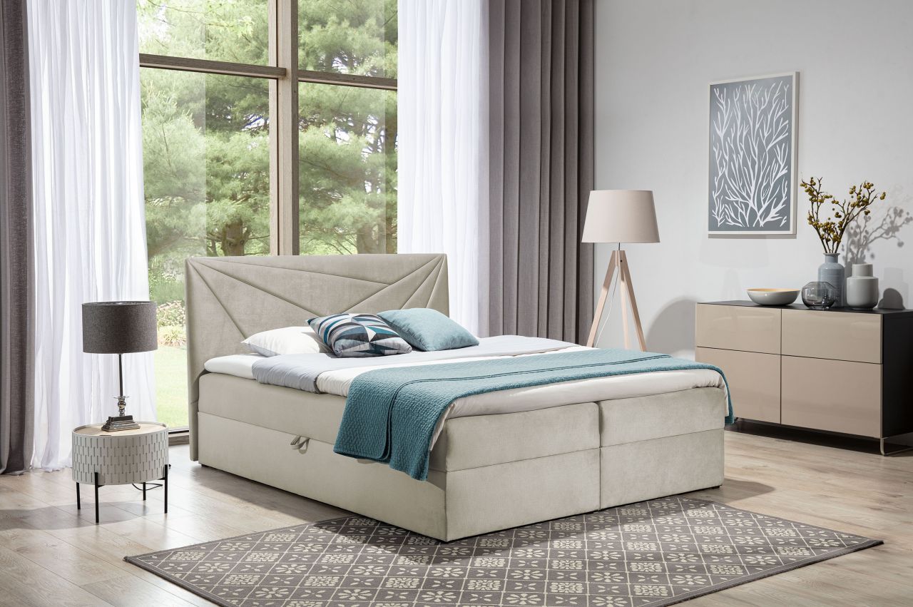 Boxspringbett Schlafzimmerbett CARLITA 120x200cm Beige Boxspringbett Schlafzimmerbett CARLITA 120x200cm Beige