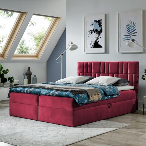 Boxspringbett Schlafzimmerbett CORTEZ 120x200cm Weinrot Boxspringbett Schlafzimmerbett CORTEZ 120x200cm Weinrot