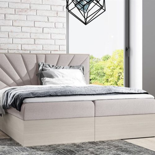 Boxspringbett Bett DAIMON 120x200cm Nordic Teak Stoff Hellbeige inkl. Bettkasten Boxspringbett Bett DAIMON 120x200cm Nordic Teak Stoff Hellbeige inkl. Bettkasten