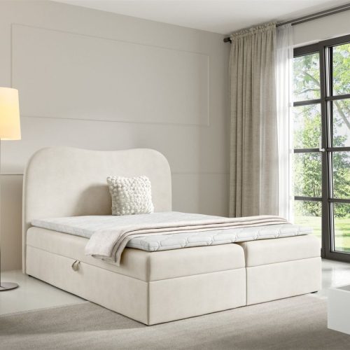 Boxspringbett Schlafzimmerbett DARLIN 120x200cm Stoff Gerra Ecru