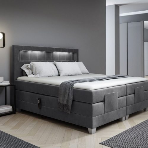 Boxspringbett Elektrisch Bett DAVIDE 120x200cm in Stoff Fresh Dunkelgrau