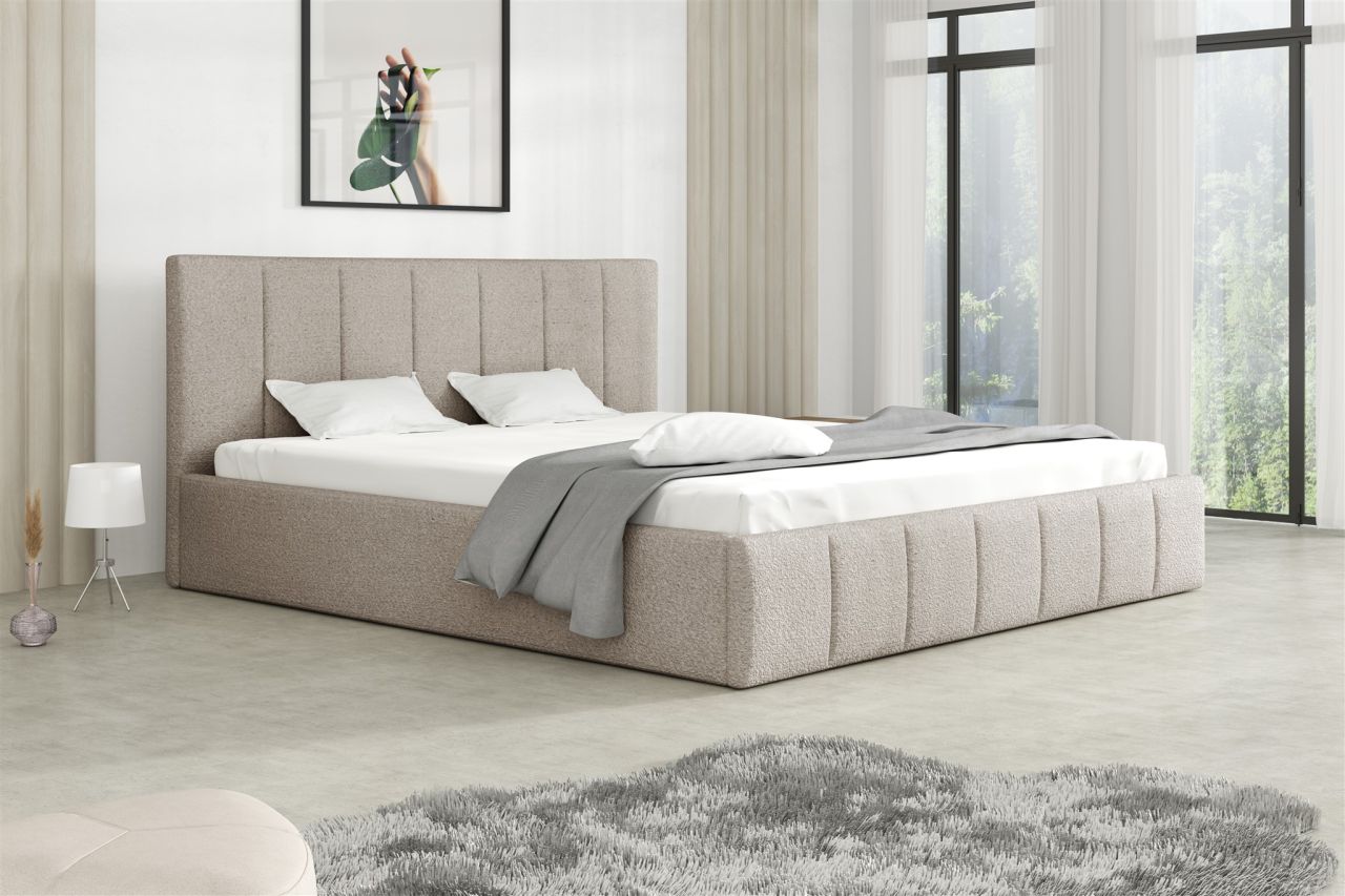 Polsterbett Doppelbett DETROIT Komplettset 120x200cm Stoff Freya Cappuccino