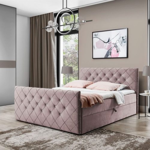 Boxspringbett Schlafzimmerbett EIVOR 200x200cm Altrosa inkl.Bettkasten