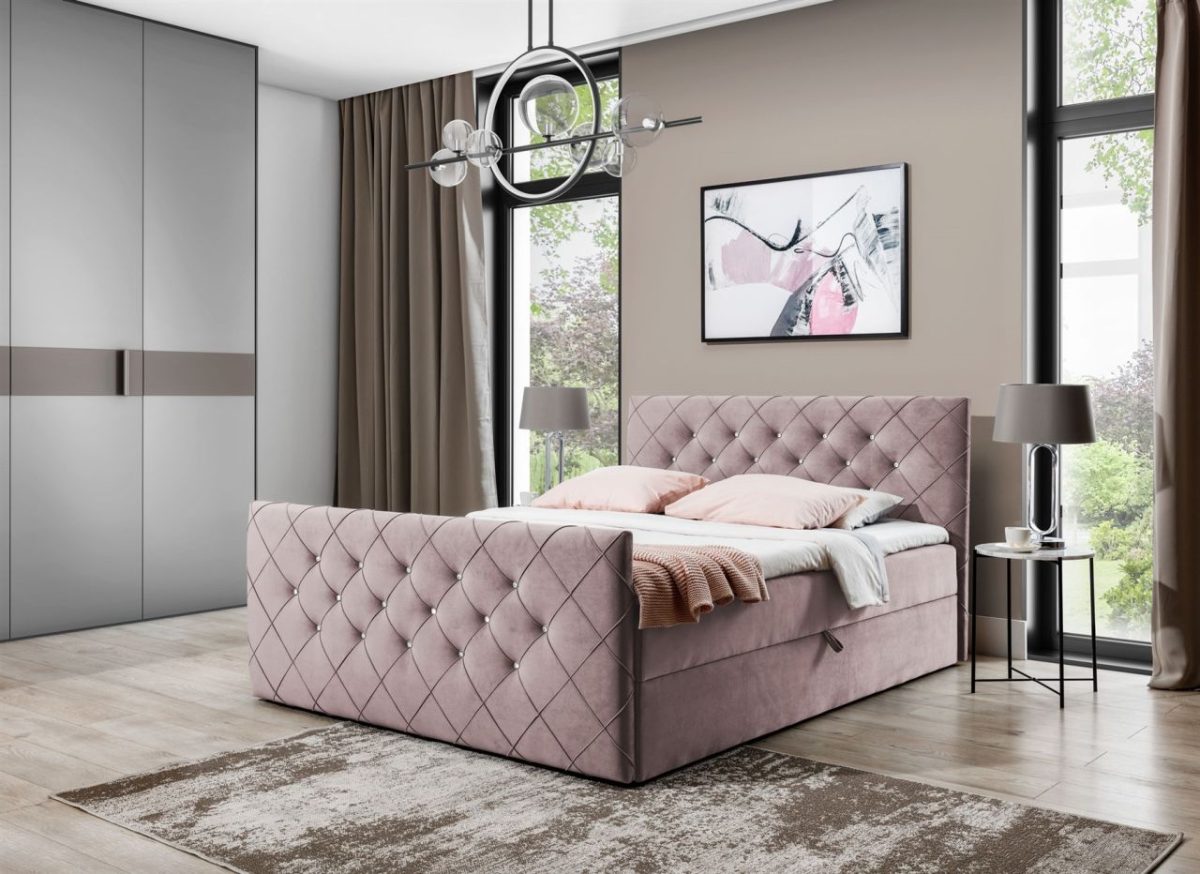 Boxspringbett Schlafzimmerbett EIVOR 200x200cm Altrosa inkl.Bettkasten Boxspringbett Schlafzimmerbett EIVOR 200x200cm Altrosa inkl.Bettkasten