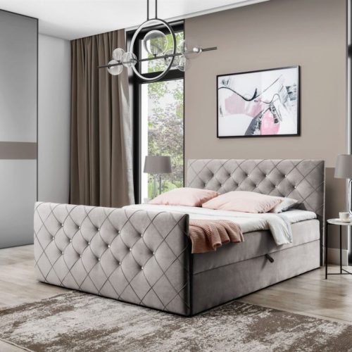 Boxspringbett Schlafzimmerbett EIVOR 200x200cm Cappuccino inkl.Bettkasten