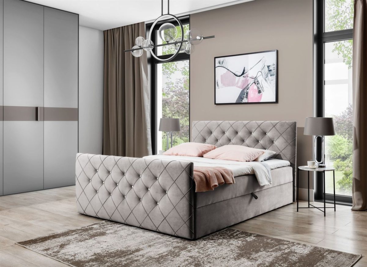 Boxspringbett Schlafzimmerbett EIVOR 200x200cm Cappuccino inkl.Bettkasten Boxspringbett Schlafzimmerbett EIVOR 200x200cm Cappuccino inkl.Bettkasten