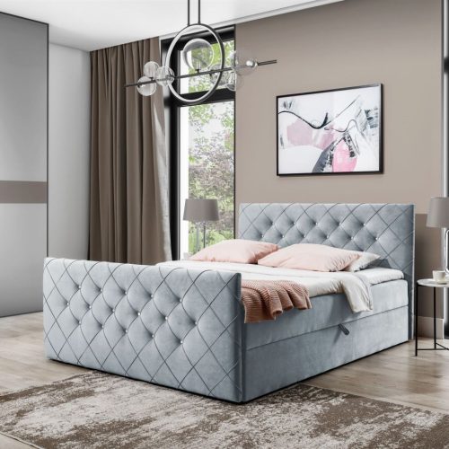 Boxspringbett Schlafzimmerbett EIVOR 120x220cm Stoff Magic Velvet Hellgrau Boxspringbett Schlafzimmerbett EIVOR 120x220cm Stoff Magic Velvet Hellgrau