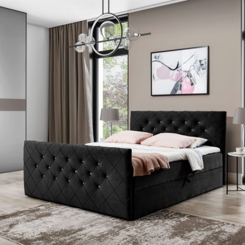 Boxspringbett Schlafzimmerbett EIVOR 120x200cm Schwarz inkl.Bettkasten