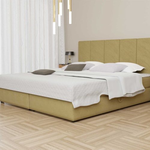Boxspringbett Schlafzimmerbett ELICIO 120x200cm Stoff Senf inkl. Bettkasten