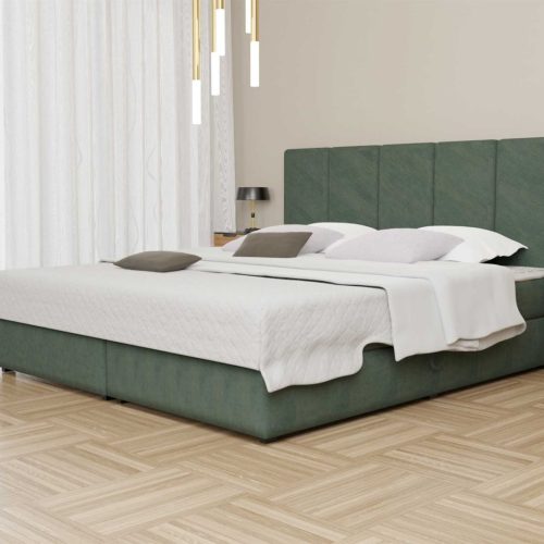 Boxspringbett Schlafzimmerbett ELICIO 120x200cm Stoff Opalgrün inkl. Bettkasten