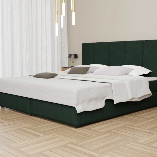 Boxspringbett Schlafzimmerbett ELICIO 120x200cm Stoff Dunkelgrün inkl Bettkasten