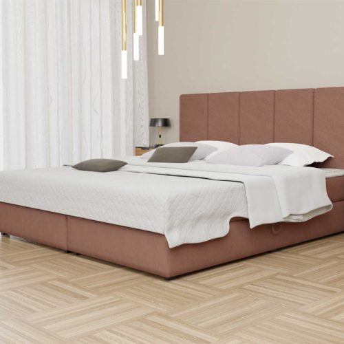 Boxspringbett Schlafzimmerbett ELICIO 120x200cm Stoff Apricot inkl. Bettkasten Boxspringbett Schlafzimmerbett ELICIO 120x200cm Stoff Apricot inkl. Bettkasten