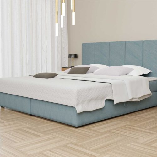 Boxspringbett Schlafzimmerbett ELICIO 120x200cm Stoff Hellblau inkl. Bettkasten Boxspringbett Schlafzimmerbett ELICIO 120x200cm Stoff Hellblau inkl. Bettkasten