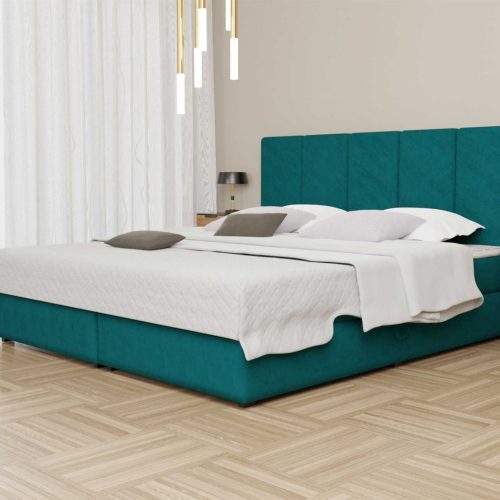 Boxspringbett Schlafzimmerbett ELICIO 120x200cm Stoff Türkisblau inkl Bettkasten