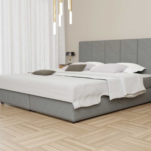 Boxspringbett Schlafzimmerbett ELICIO 120x200cm Stoff Grau inkl. Bettkasten