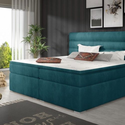 Boxspringbett Schlafzimmerbett FESTO 140x200cm Stoff Jasmine Türkis