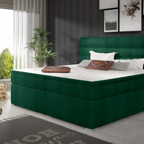 Boxspringbett Schlafzimmerbett FESTO 140x200cm Stoff Kronos Grün