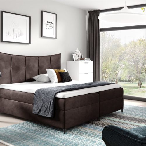 Boxspringbett Schlafzimmerbett FABIEN 120x200cm Dunkelbraun inkl. Bettkasten
