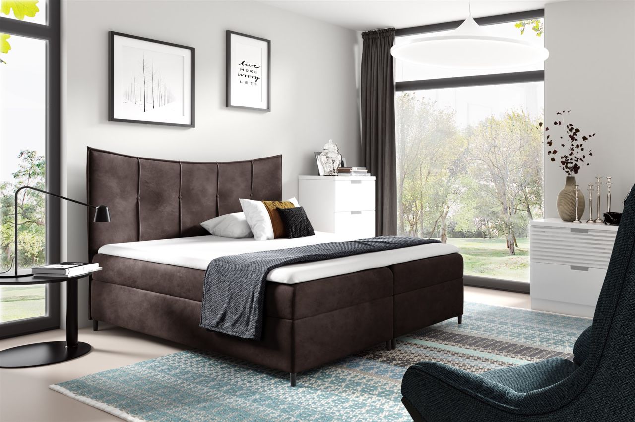 Boxspringbett Schlafzimmerbett FABIEN 120x200cm Dunkelbraun inkl. Bettkasten Boxspringbett Schlafzimmerbett FABIEN 120x200cm Dunkelbraun inkl. Bettkasten