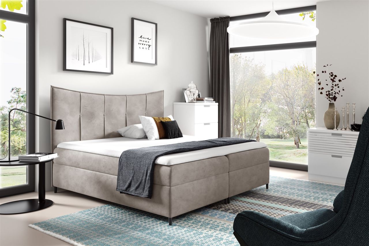 Boxspringbett Schlafzimmerbett FABIEN 120x200cm Beige inkl. Bettkasten Boxspringbett Schlafzimmerbett FABIEN 120x200cm Beige inkl. Bettkasten