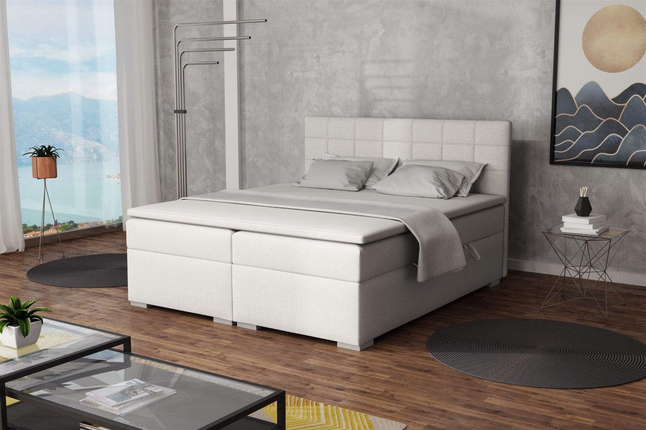 Boxspringbett Schlafzimmerbett FARUK 140x200cm Stoff Aragon Ecru Boxspringbett Schlafzimmerbett FARUK 140x200cm Stoff Aragon Ecru