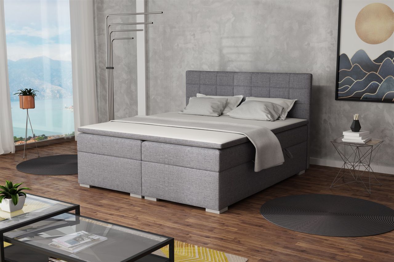 Boxspringbett Schlafzimmerbett FARUK 140x200cm Stoff Inari Grau Boxspringbett Schlafzimmerbett FARUK 140x200cm Stoff Inari Grau
