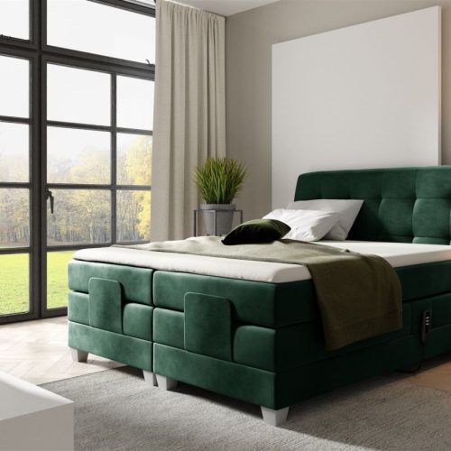 Boxspringbett Elektrisch Bett FRANCO 120x200cm in Stoff Fresh Flaschengrün