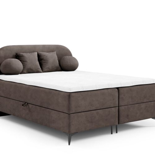 Boxspringbett Schlafzimmerbett GORGIA 140x200cm Stoff Jasmin Dunkelbraun