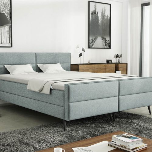 Boxspringbett Schlafzimmerbett GRANADA 120x200cm Stoff Gemma Eisblau