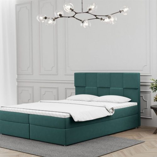 Boxspringbett Schlafzimmerbett JOLIE 120x200cm in Stoff Matt Velvet Grün