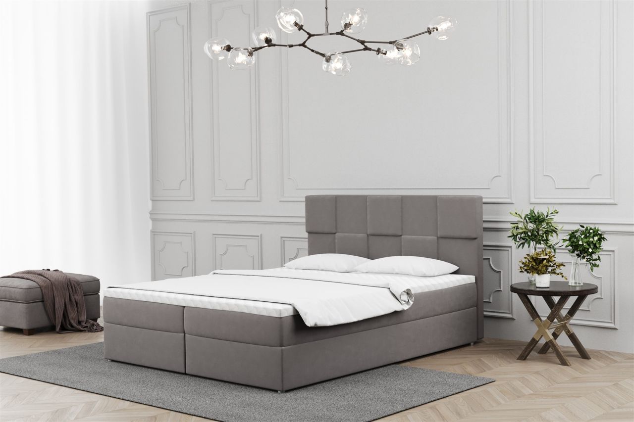 Boxspringbett Schlafzimmerbett JOLIE 120x200cm in Stoff Soro Grau Boxspringbett Schlafzimmerbett JOLIE 120x200cm in Stoff Soro Grau