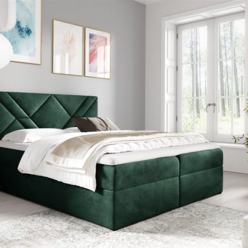 Boxspringbett Schlafzimmerbett 120x200cm LAZARO Nr6 Flaschengrün inkl Bettkasten
