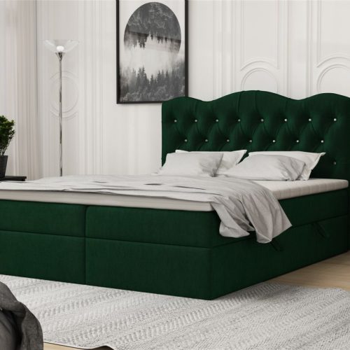 Boxspringbett Schlafzimmerbett LODOS 140x200cm Stoff Riviera Grün