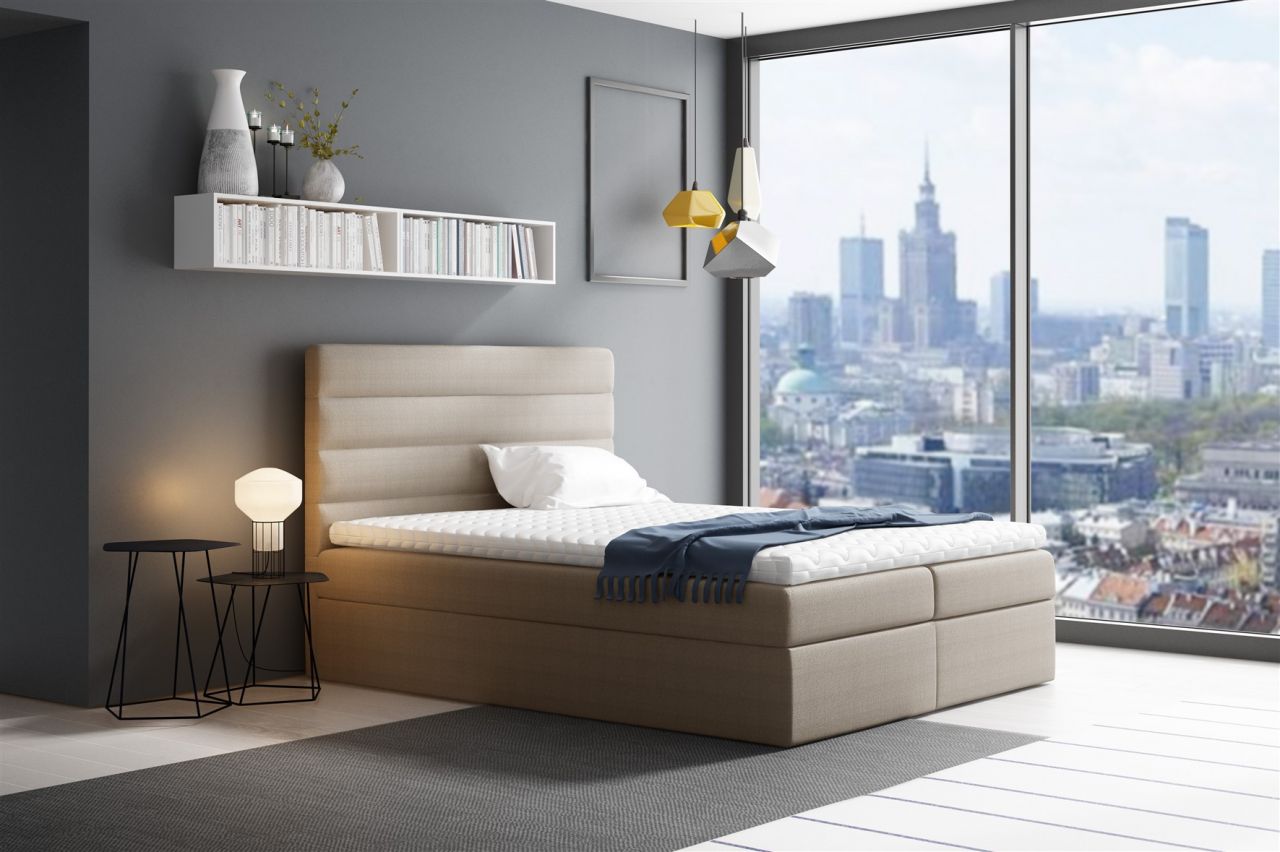 Boxspringbett Schlafzimmerbett LUCA 120x200cm Beige Boxspringbett Schlafzimmerbett LUCA 120x200cm Beige
