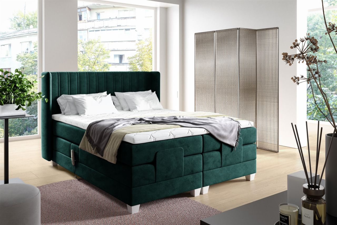 OUTLET Boxspringbett Elektrisch Bett MAGNUS 180x200cm in Stoff Salvador Flasc...